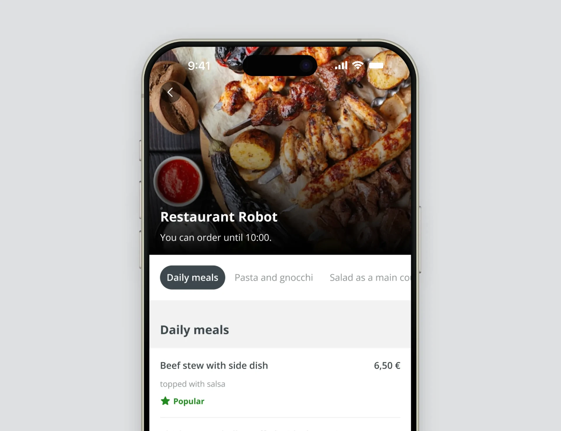 Dobar tek restaurant menu on mobile